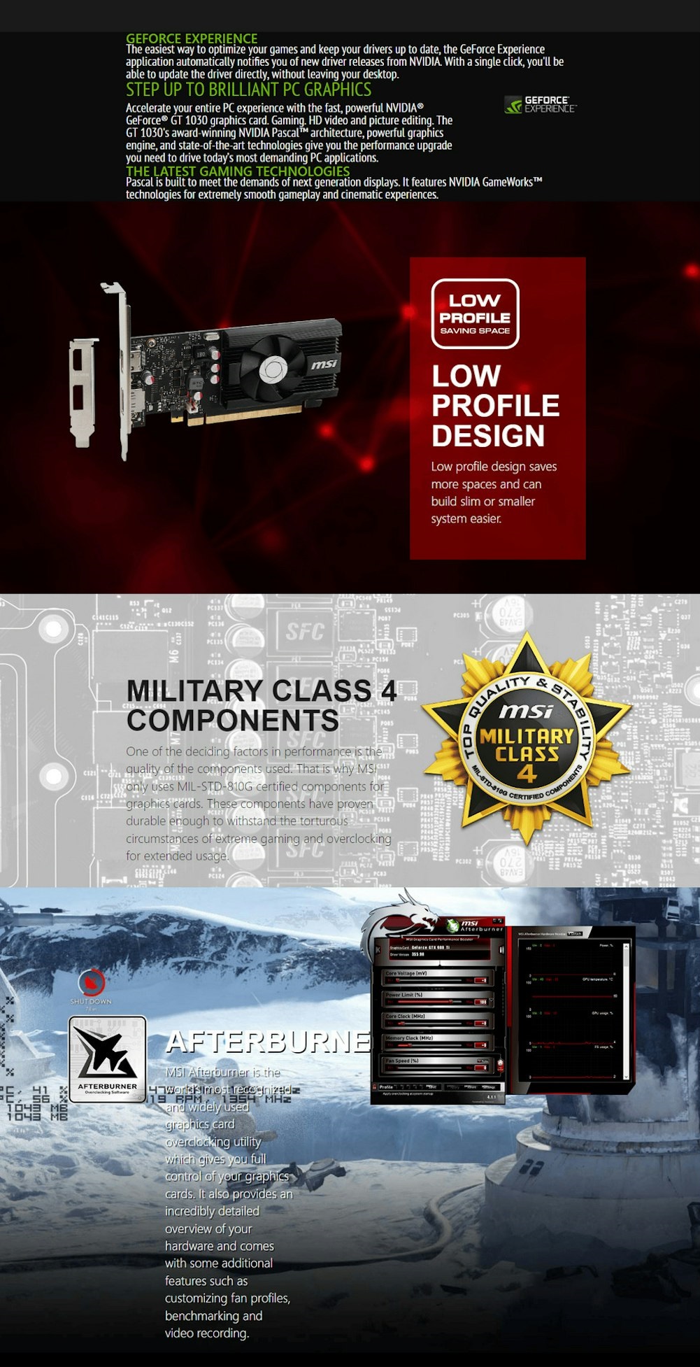 A large marketing image providing additional information about the product MSI GeForce GT 1030 4GB DDR4 - Additional alt info not provided